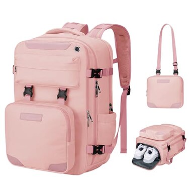 Maelstrom Travel Backpack for Women Men 2 in 1 Crossbody Bag Laptop Backpack Fits 156173 Inch Laptop 26L WorkNurseTeacher Bag Carry On Backpack with Shoe Compartment Pink