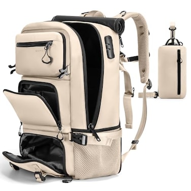 FUTURE AESTHEICS Travel backpack Carryon Travel Backpack For Women Men Flight Approved Business Weekender Overnight Waterproof Daypack offwhite