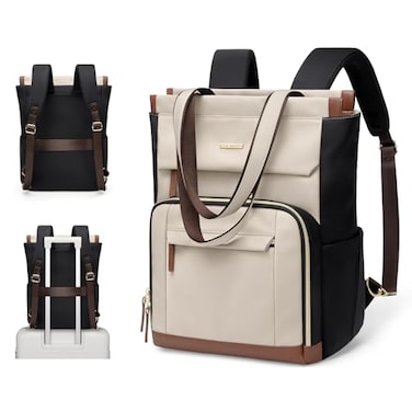 GOLF QUALITY Convertible Daypack Laptop Backpack for Women Men Carry on Tote Backpack Bookbag for College Work Nurse Travel16InchApricot Brown