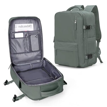 VECAVE Travel BackpackCarry On Backpack for WomenAirline Flight Approved Waterproof 14 Inch Laptop Backpack with Shoe Compartment Casual Daypack Backpacks DarkGreen