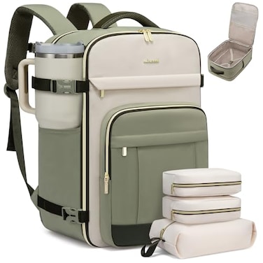 LOVEVOOK 50L Travel Backpack for Women Men 18 Inch Carry On Backpack Personal Item Backpack for Airlines Spacious and Durable Design with 3 Packing Cubes