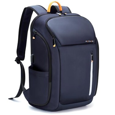 Ponhog Business Backpack for Men 17 Inch Tech Waterproof Smart Laptop Backpacks with USB Charging Port Flight Approved AntiTheft Large Work Computer Bag Durable for Travel Office Dark Blue
