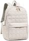BTOOP Travel Backpack for Women Work Backpack Quilted College Backpacks for School Fit 156 Inch Laptop BeigeGray