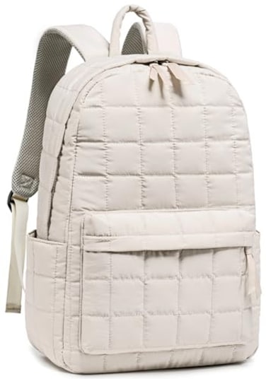 BTOOP Travel Backpack for Women Work Backpack Quilted College Backpacks for School Fit 156 Inch Laptop BeigeGray