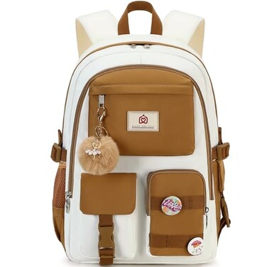 Hidds Backpack for GirlsSchool Backpack Women College Laptop Backpacks Teens Bookbag Kids Elementary Middle High School Bag Student Travel DaypackKhaki Beige