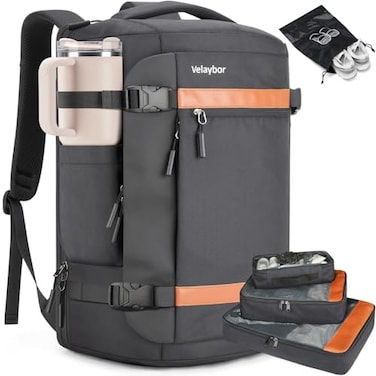 Velaybor 42L Travel Backpack with 4 Packing Cubes TSA Friendly Flight Approved CarryOn Bag WaterResistant Weekender Business Backpack for Men Women Fits 173 Laptop