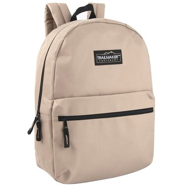 Trail maker Classic 17 inch Backpacks with Adjustable Padded Straps School Backpacks for Girls Boys Khaki