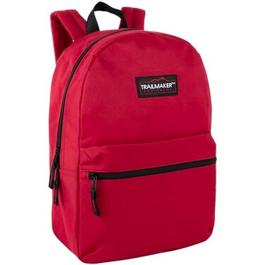 Trail maker Classic 17 inch Backpacks with Adjustable Padded Straps School Backpacks for Girls Boys Red