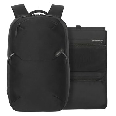 Targus 1516 Work EcoSmart Backpack Detachable Tech Organizer Lockable Zippers Recycled Materials 23L Capacity Water Bottle Pocket AntiTheft Design TBB657GL
