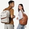 LATMAP 43L Backpack for Women Men Vegan Leather Backpack Purse Travel Carryon Bag College Bookbag Work fits 17 Laptop Brown