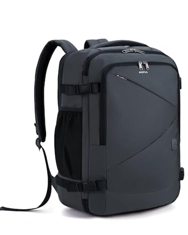 ECOHUB Carry On Travel Backpack Expandable Airlines Personal Item Bag 18x14x8 Water Resistant 17 inch Laptop Backpack Flight Approved 12 Pockets 30L Work Backpacks with Wet Pocket Cable Slot Grey