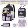 LEWKANA Girls Backpack with Lunch Box Set 5pc Black Cute Kawaii Bookbag for Teens Aesthetic School Backpack for Elementary