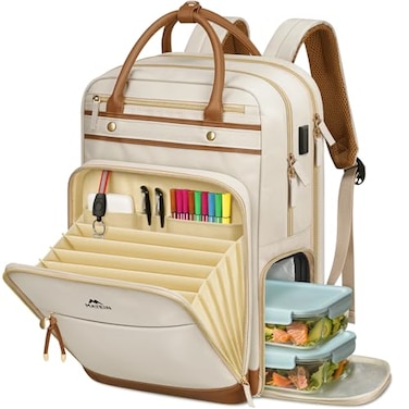 MATEIN Teacher Work Backpack with Lunch Compartment Detachable 156 Inch Laptop Backpack with Organized Pocket College Computer Backpacks Meal Prep Bag Gift for Women Nurse Commute Office