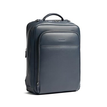 MaverickCo. Maverick Co Windsor Mens Leather Laptop Backpack Work Travel Tech Business Nylon Stylish College Daypack Navy