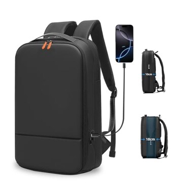 GYakeog Business Backpack for Men 156 inch Expandable Slim Laptop Backpack With USB Charger Port Waterproof AntiTheft Professional Work Computer Bag Hard Shell BackpackBlack