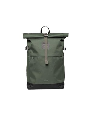 Sandqvist Mens Icon Medium Rolltop Backpack Dawn Green With Dark Brown One Size