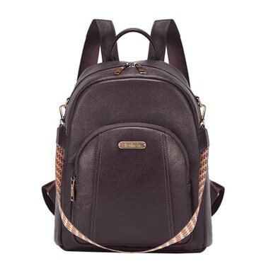 Blofinche Womens Genuine Leather Travel Backpack 129 Inch Laptop Backpack with AntiTheft Pocket Durable Computer Bag for Work Commuting Coffee Brown