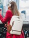 tiamyi Leather Backpack for Women Men Fits 160 Inch Laptop Soft Vegan Leather Backpack for Travel and Daily Use Beige