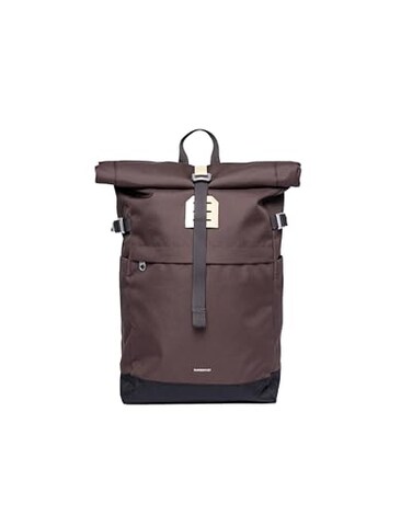 Sandqvist Mens Icon Medium Rolltop Backpack Brown With Natural Leather One Size