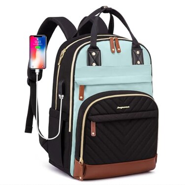 bagswan Laptop Backpack for Women Work Bookbag 156 Inch College Backpacks with USB Charger School Bag Waterproof Travel Computer Back Pack AntiTheft Casual Bookbags for Girls Teacher Nurse BlackLightB