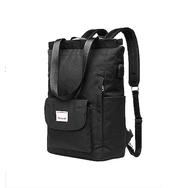 PORRASSO Womens Backpack Leisure Shoulder Bag with USB Charging Port Luggage Strap School Bag for 156 inch Laptop Daypack School Work Travel Backpack Black M Practical