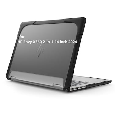 YZBYFON Heavy Duty Case for 14 HP Envy X360 2in1 2K TouchScreen Laptop 2024 Release Shockproof Hard Shell Matte Translucent AntiFingerprint Protective Cover with TPUCovered Edge Black