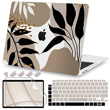 Teryeefi Compatible with 2020 MacBook Air 13 inch Case 2021 2019 Model M1 A2337 A2179 A1932 Clear Hard Shell Case Keyboard Cover Screen Protector for Mac Air 13 with Touch ID Tropical Leaves