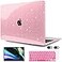 MEEgoodo Case for MacBook Air 13 inch 2021 2020 2019 2018 Released A2337 M1 A2179 A1932 with Touch ID Thin Soft PC Hard Shell with Keyboard Cover Compatible with MacBook Air Case 133 Glitter Pink