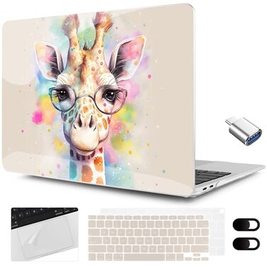 MEEgoodo for MacBook Air 133 inch Case 2021 2020 2019 2018 A2337 M1 A2179 A1932 Clear Case for MacBook Air M1 Hard Shell with Keyboard Webcam Cover Trackpad Film Type C AdapterGiraffe