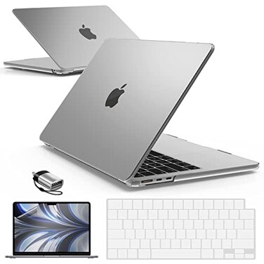 IBENZER Compatible with MacBook Air 13 inch Case M5 2026 M4 2025 M3 M2 20242022 A3449 A3240 A3113 A2681HardShellCaseKeyboardCover ScreenFilm TypeC for Mac air 136 Clear KKCL2TC
