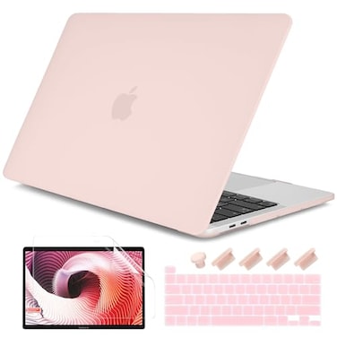 DONGKE for MacBook Pro 13 inch Case 2023 2022 2021 2020 Release Model A2338 M2M1 A2289 A2251 with Touch Bar Touch ID Frosted Matte Plastic Hard Shell Case Keyboard Cover Chalk Pink