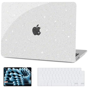 G JGOO Compatible with MacBook Air 13 inch Case 2026 20252022 M5 A3449 M4 A3240 M3 A3113 M2 A2681 Clear Glitter Plastic Hard Shell for MacBook Air 136 inch Case Keyboard CoverScreen Protector