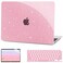 G JGOO Compatible with MacBook Air 13 Inch Case 2022 2021 2020 2019 2018 Release M1 A2337 A2179 A1932 Touch ID Glitter Plastic Hard Shell Case 2 Keyboard Covers Screen Protector Sparkly Pink