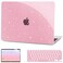 G JGOO Compatible with MacBook Air 13 Inch Case 2022 2021 2020 2019 2018 Release M1 A2337 A2179 A1932 Touch ID Glitter Plastic Hard Shell Case 2 Keyboard Covers Screen Protector Sparkly Pink
