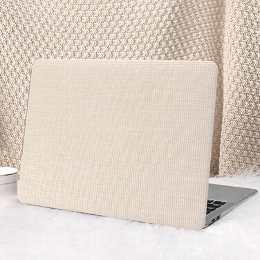 Seorsok Compatible with MacBook Pro 14inch Case 2026 20252021 M5 M4 M3 A3426 A3427 A3434 A3112 A3185 A3401 M2 A2779 M1 A2442Leather Plastic Hard Shell CaseKeyboard CoverBeige Woven No Logo Cutout