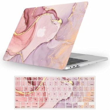 Fancity Compatible with MacBook Air 13 inch Case M5 2026 M4 2025 M3 M2 20242022 A3449 A3240 A3113 A2681 with Touch ID Rubberized Plastic Hard Shell Air 136 Case Keyboard Cover Pink Marble