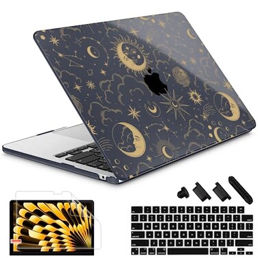 Tuiklol for MacBook Air 13 inch Case M5 2026 M4 2025 M3 2024 M2 2022 Release Model A3449 A3240 A3113 A2681Plastic Hard Shell Cover for MacBook Air 136 with Touch ID Moons and Stars