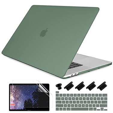 DONGKE Compatible with Older MacBook Pro 16 inch Case 2020 2019 A2141 Matte Plastic Hard Shell Case Keyboard Cover for MacBook Pro 16 inch with Retina Touch Bar Fits Touch ID Midnight Green