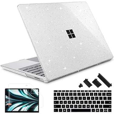 May Chen Case Compatible for 135 Microsoft Surface Laptop 543 with Metal Palm Rest Model 19511868 Plastic Hard Shell Case with Screen Protector Keyboard Cover Dust Plug Clear Glitter