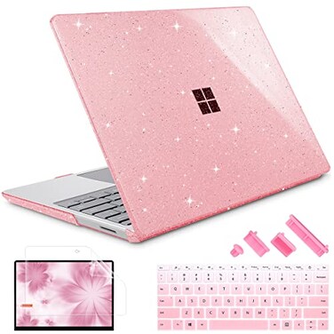 May Chen Case Compatible for 135 Microsoft Surface Laptop 543 with Metal Palm Rest Model 19511868 Plastic Hard Shell Case with Screen Protector Keyboard Cover Dust Plug Pink Glitter