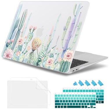 May Chen Compatible with New MacBook Air 13 inch Case 2021 2020 2019 2018 Release Model M1 A2337 A2179 A1932 Plastic Matte Hard Shell Case Cover for Mabook Air 13 inch with Retina Dispaly Cactus