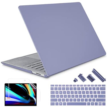May Chen Case for 135 Microsoft Surface Laptop 345 with Alcantara Palm Rest Model 1867 1958 1950 2019 2021 2022 Plastic Hard Shell Case with Keyboard Cover Screen Protector Lavender Gray