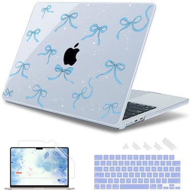 May Chen for MacBook Air 15 inch Case M5 M4 M3 M2 2026 20242023 Model A3448 A3241 A3114 A2941 Closes Seamlessly Hard Shell Laptop Cover with Keyboard Cover Blue Bows P720