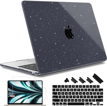 May Chen Case for MacBook Air 13136inch M5M4M3M2 20222026 Models A3449 A3240 A3113 A2681 Lightweight Closes Seamlessly Ideal for Work Hard Shell Case Crystal Black Glitter
