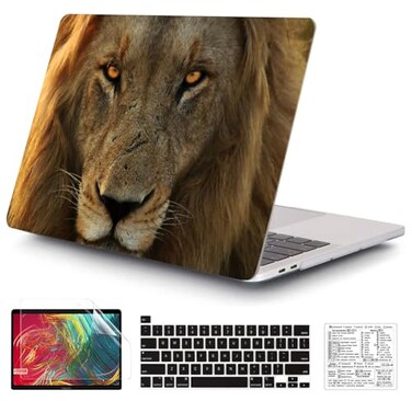 QCzyc Compatible with MacBook Pro 13 Inch Case M2M1 2025 20222017 A2338 A2289 A2251 A2159 A1989 A1706 A1708 Plastic Hard Shell Case Keyboard SkinMac OS Keyboard Sticker Lion