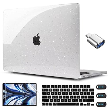 CISSOOK Clear Glitter Star Case for MacBook Air 136 inch 2026 2025 2024 2022 Release A3449 A3240 A3113 A2681 Glossy Sparkly Hard Shell Case with Keyboard Cover for MacBook Air 136 M2 M3 M4 M5