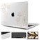TWOLSKOO for 2021 2020 2019 2018 MacBook Air 13 inch Case A2337 M1 A2179 A1932 Hard Shell Case with Keyboard Skin Screen Protector for MacBook Air 133 inch with Retina Touch ID Gold Florals