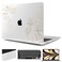 TWOLSKOO for 2021 2020 2019 2018 MacBook Air 13 inch Case A2337 M1 A2179 A1932 Hard Shell Case with Keyboard Skin Screen Protector for MacBook Air 133 inch with Retina Touch ID Gold Florals