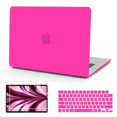 B BELK Compatible with MacBook Air 136 inch Case M5 2026 2025 2024 2023 2022 M4 M3 M2 A3449 A3240 A3113 A2681 Liquid Retina Display Plastic Hard Shell CaseKeyboard CoverScreen Protector Hot Pink