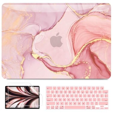 B BELK Compatible with MacBook Air 13 inch Case M5 2026 2025 20242022 M4 M3 M2 A3449 A3240 A3113 A2681 Plastic Hard Shell for MacBook Air 136 inch CaseKeyboard CoverScreen Protector Pink Marble